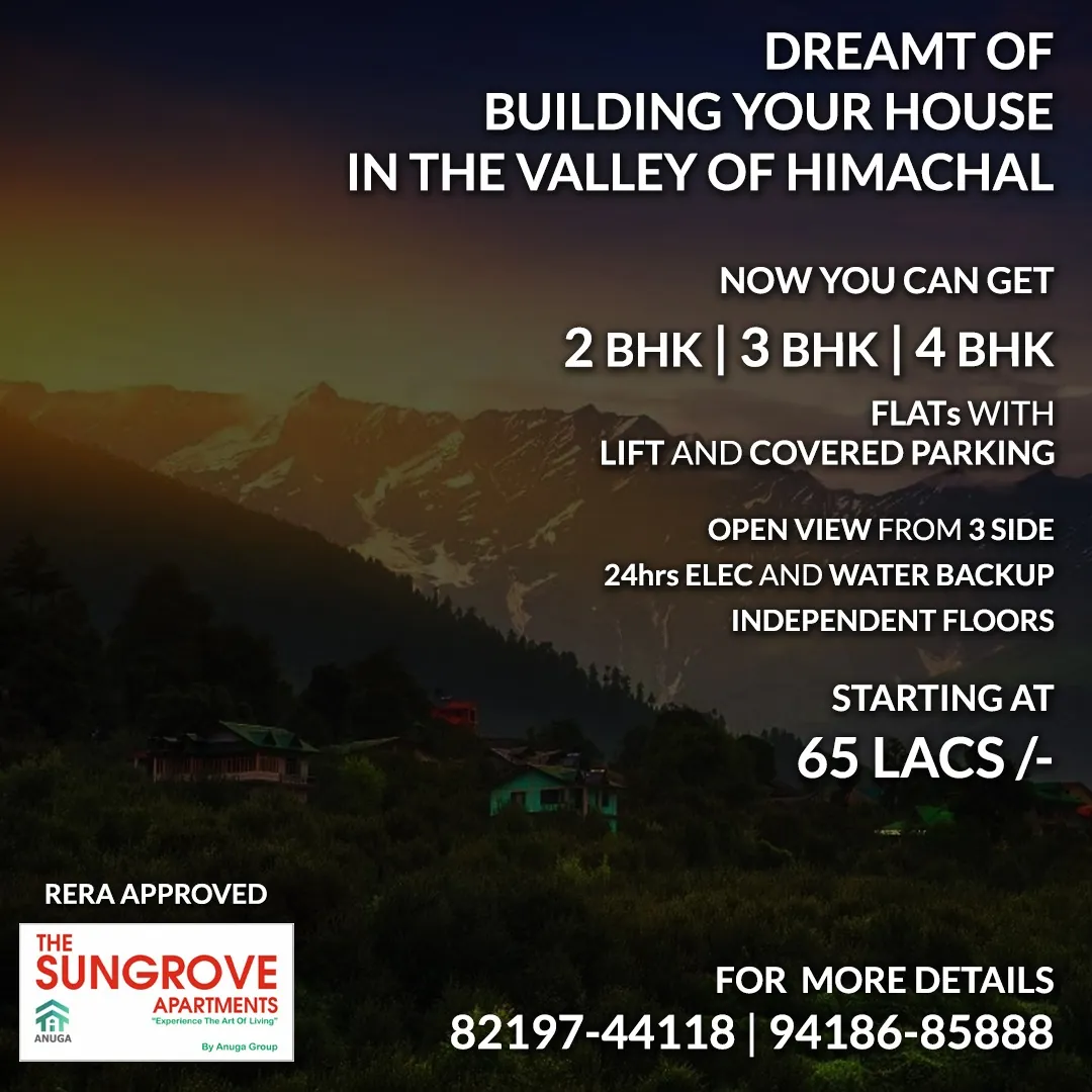 Offer: Valley-view homes at The Sungrove Apartments, Shimla